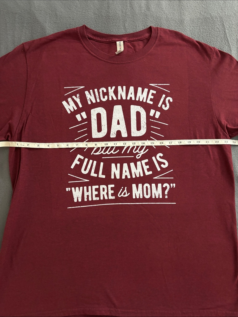 Funny Dad Graphic Tee Burgundy XL My Nickname Is Dad Where Is Mom Shirt - Picture 4 of 7
